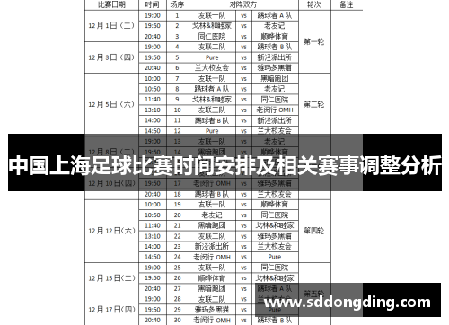 中国上海足球比赛时间安排及相关赛事调整分析